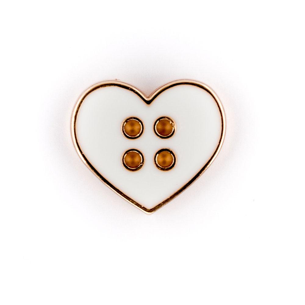 Bot&oacute;n Pl&aacute;stico Coraz&oacute;n Blanco Gold