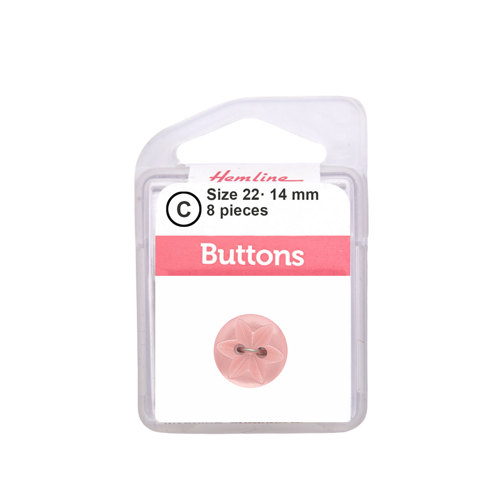 Bot&amp;oacute;n Pl&amp;aacute;stico Redondo Estrella Rosado