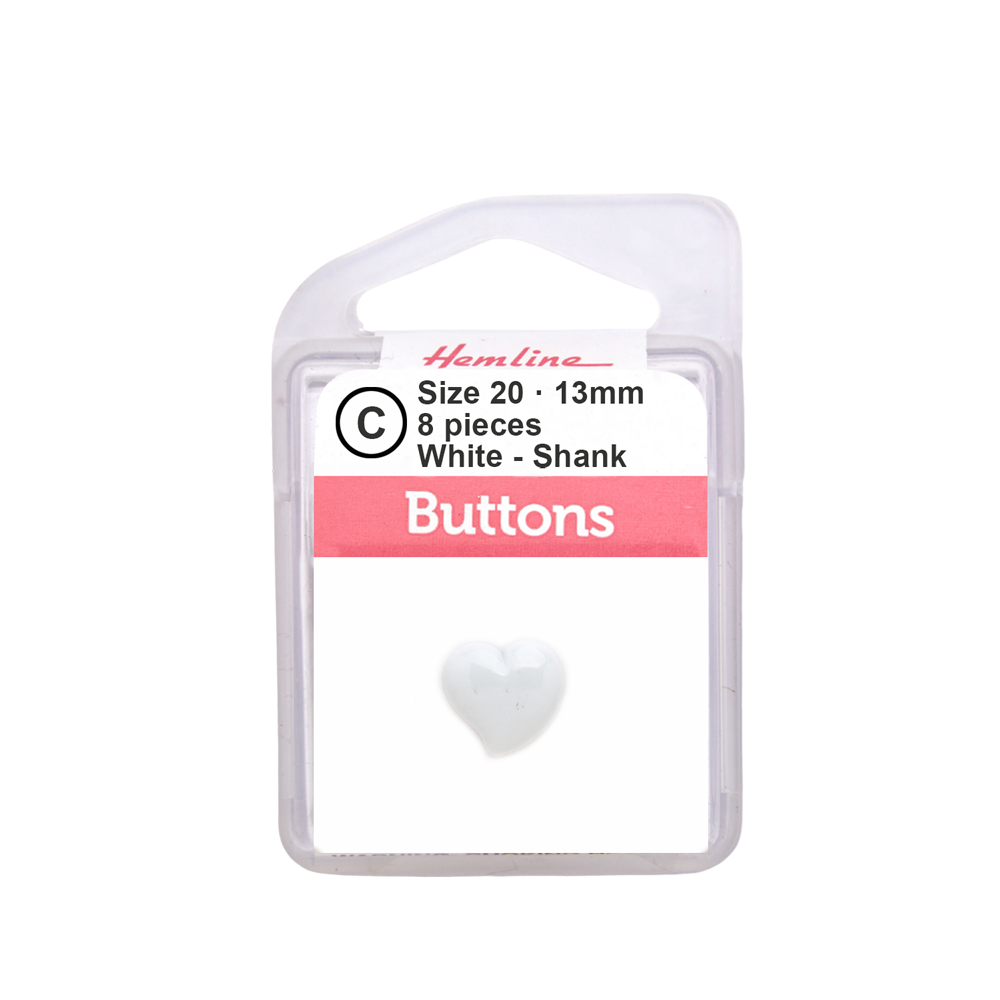 Bot&amp;oacute;n Pl&amp;aacute;stico Coraz&amp;oacute;n Blanco
