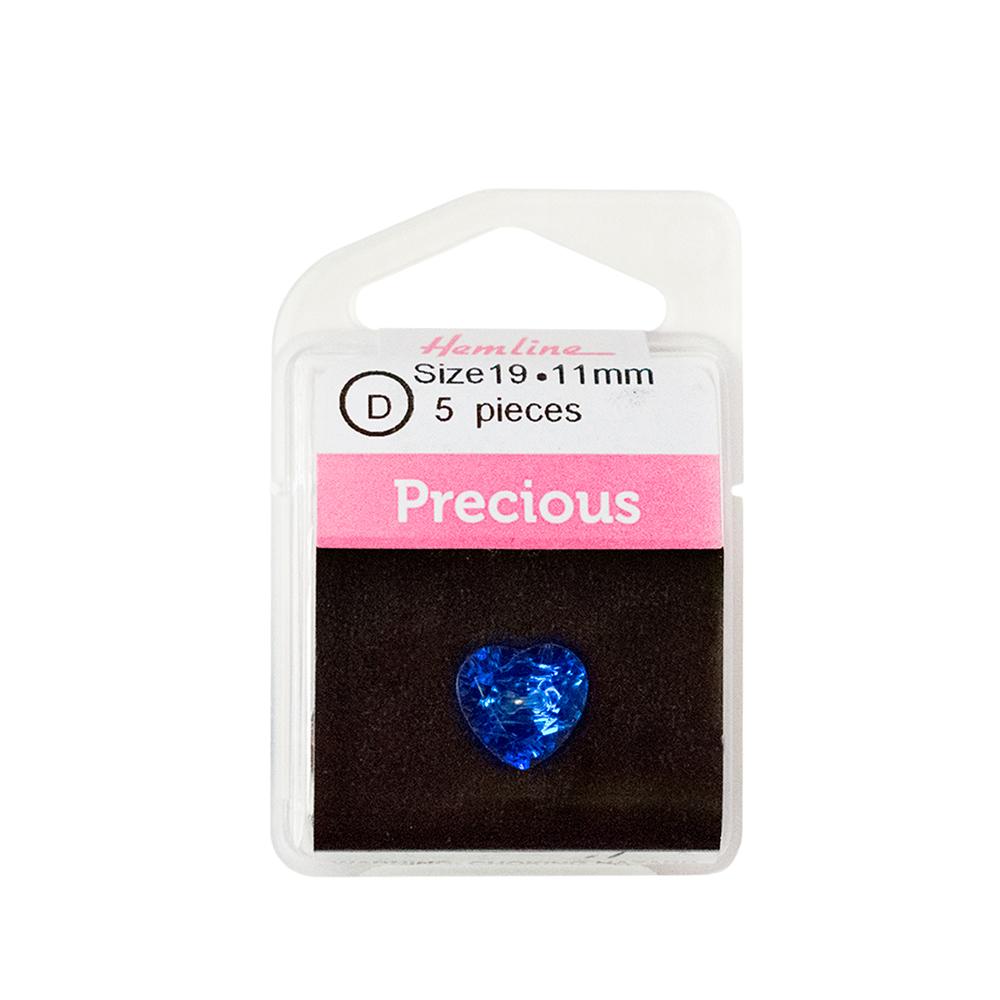Bot&oacute;n Pl&aacute;stico Cristal Coraz&oacute;n Azul